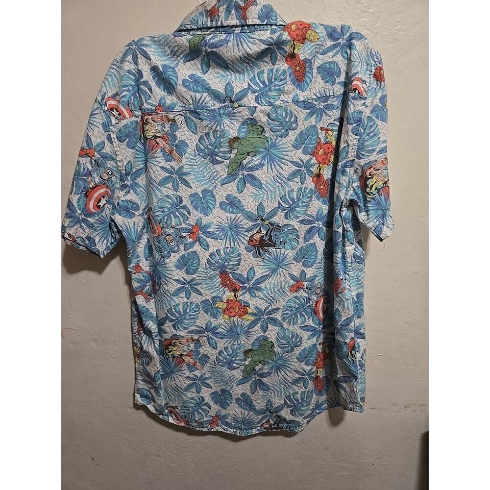 Marvel Avengers Hawaiian Print Button Up Shirt Men’s Small Short Sleeve Cotton - Picture 9 of 14